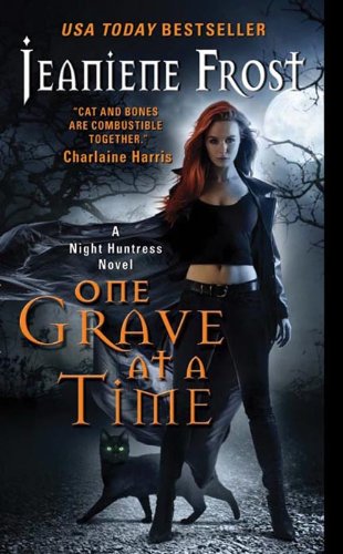 Book cover of 'One Grave at a Time' by Jeaniene Frost with a woman and black cat in a dark setting. The largest online bookshop in Bangladesh.