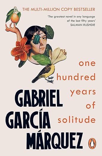 Book cover of 'One Hundred Years of Solitude' by Gabriel Garcia Marquez with decorative elements and text. For online book buying across Bangladesh, Bookish Wonderland lets readers choose quality English books with convenient delivery across Bangladesh and attention to reader-friendly cream paper.