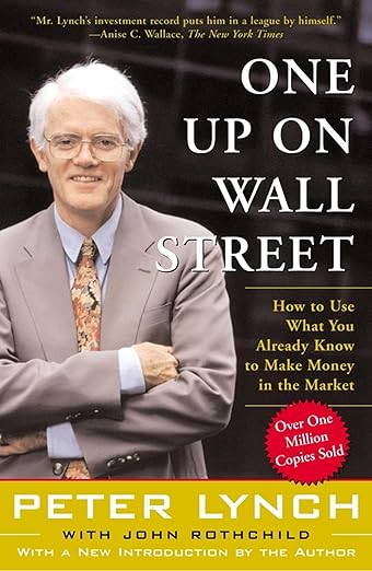 Book cover of 'One Up on Wall Street' by Peter Lynch with a man in a suit and tie. Bookish Wonderland supports book lovers across Bangladesh who want to discover printed English books, offering convenient delivery across Bangladesh plus crystal-clear print.