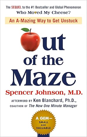 Book cover of 'Out of the Maze' by Spencer Johnson with an apple graphic on a white background. Bookish Wonderland provides a convenient way for readers across Bangladesh to get printed English books with urgent delivery options in Dhaka and sharp text and durable binding.