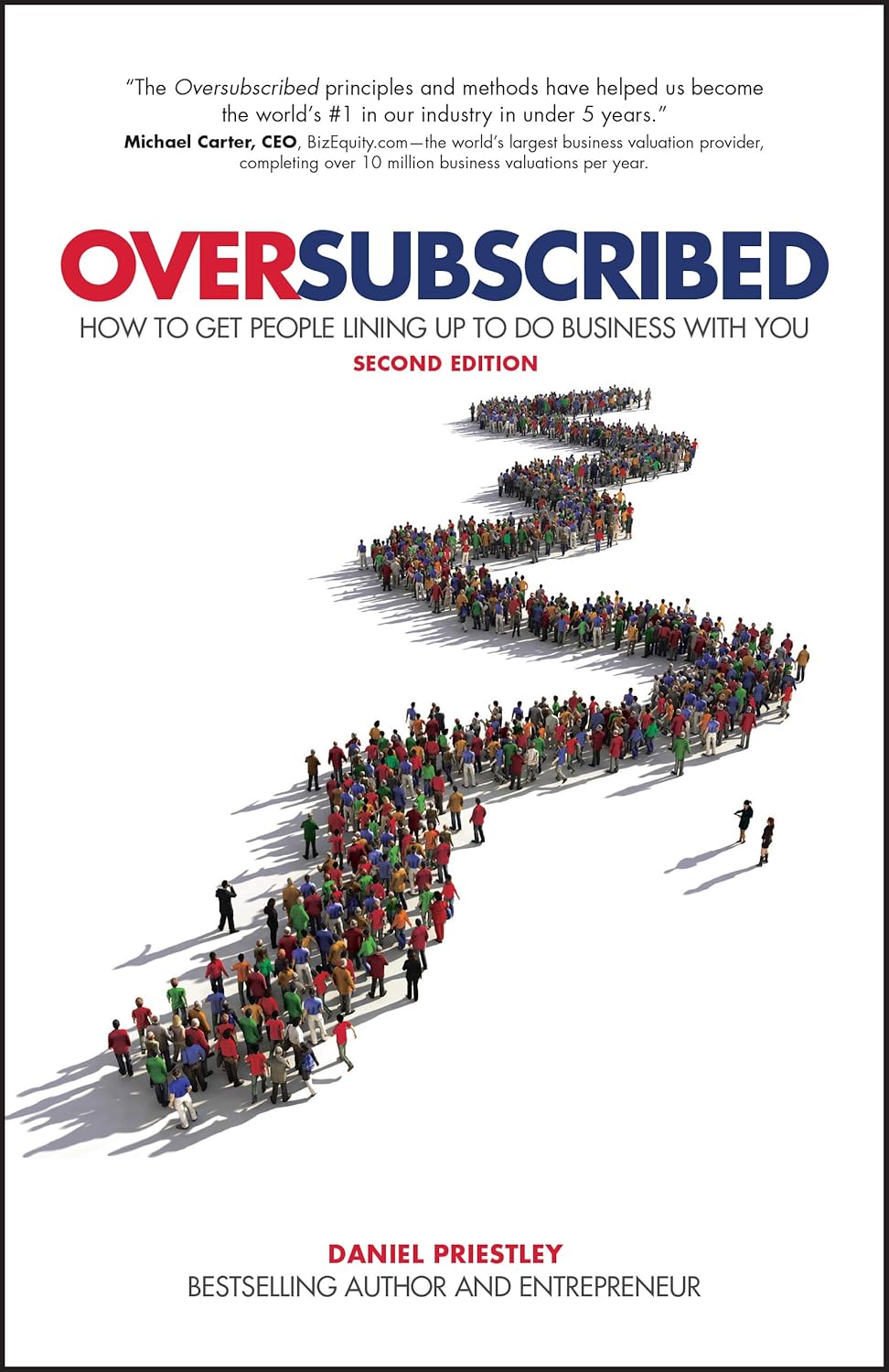 Book cover of 'Oversubscribed' by Daniel Priestley with a graphic of people forming a staircase. Online shoppers across Bangladesh can get quality English books at Bookish Wonderland with convenient delivery across Bangladesh and editions featuring reader-friendly cream paper.