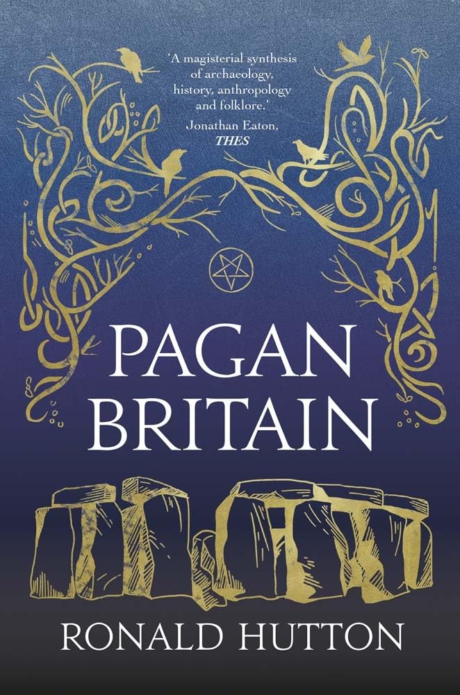Book cover of 'Pagan Britain' by Ronald Hutton with decorative elements and Stonehenge illustration. For online book buying across Bangladesh, Bookish Wonderland lets readers find quality English books with customer-friendly ordering and delivery and attention to premium eye-soothing cream paper.