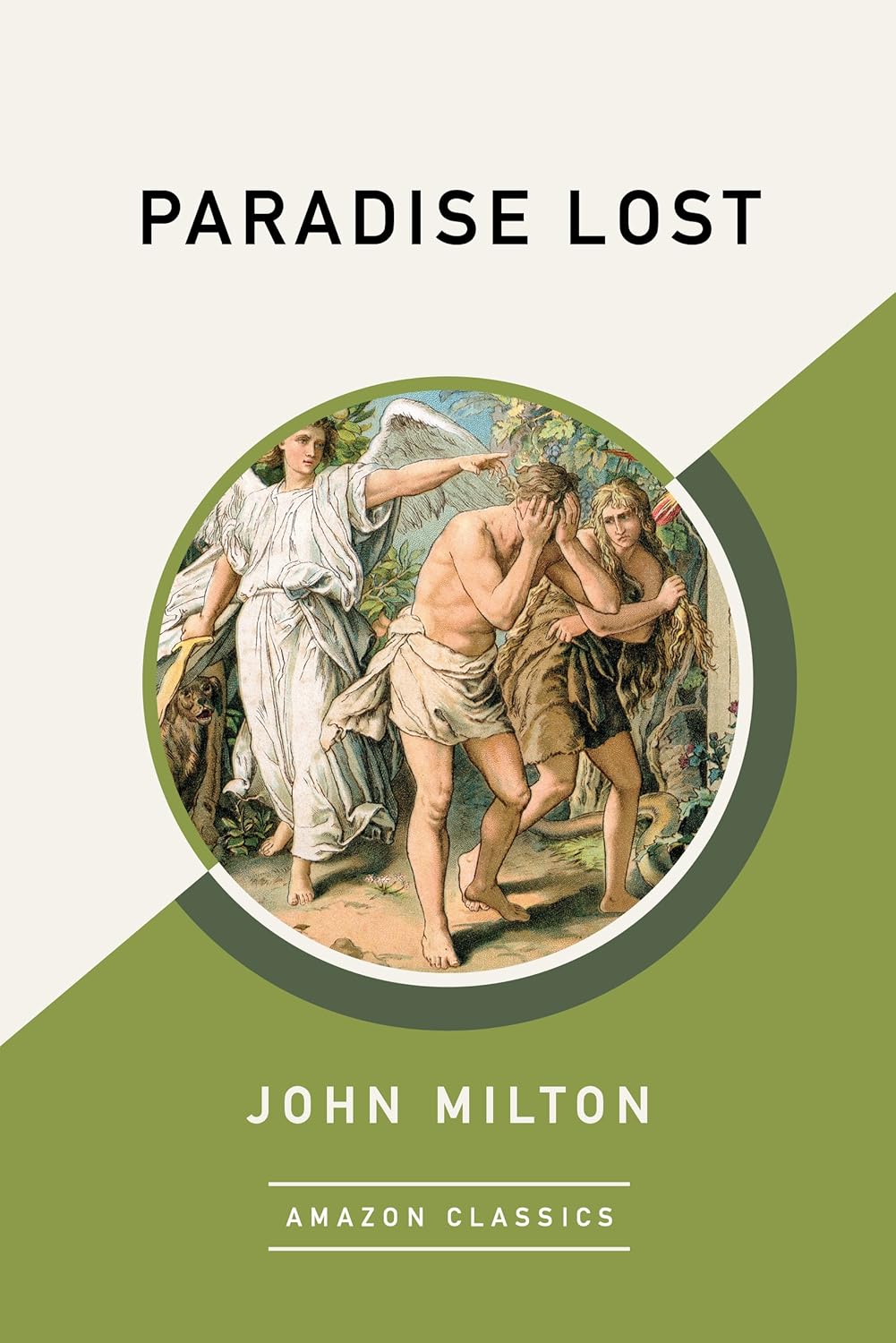 Book cover of 'Paradise Lost' by John Milton with classical illustration on a green and white background. Online shoppers across Bangladesh can discover durable printed books at Bookish Wonderland with online ordering with home delivery and editions featuring sharp text and durable binding.