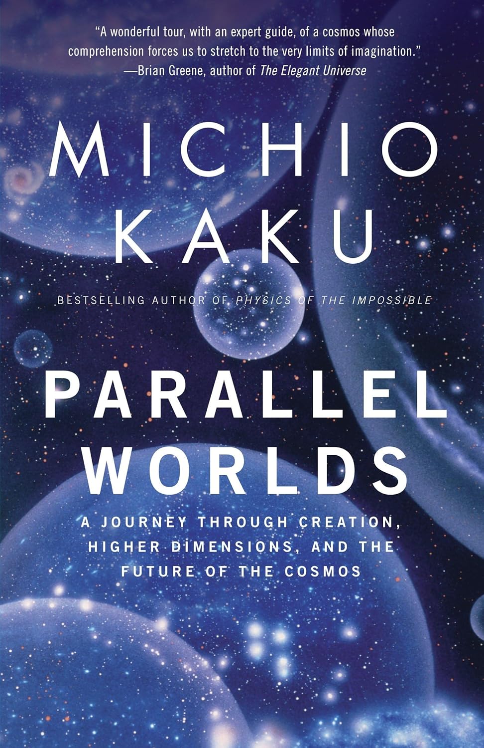 Book cover of 'Parallel Worlds' by Michio Kaku with space-themed design. Online shoppers across Bangladesh can get premium-quality books at Bookish Wonderland with online ordering with home delivery and editions featuring premium eye-soothing cream paper.