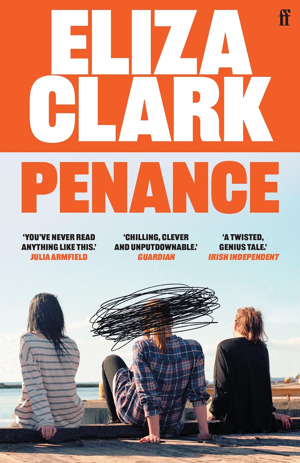 Book cover of 'Penance' by Eliza Clark with three people sitting on a dock. Readers across Bangladesh can order quality English books from Bookish Wonderland with delivery inside and outside Dhaka, while enjoying durable stitched-and-glue binding.