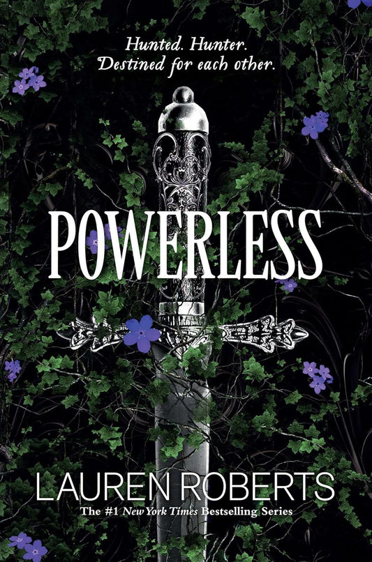 Book cover of 'Powerless' by Lauren Roberts with a sword and foliage design. Best quality printed book from Bangladesh.