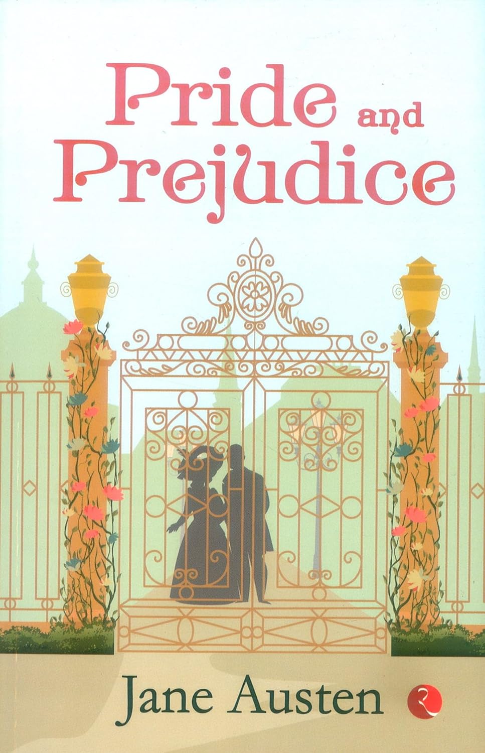 Book cover of 'Pride and Prejudice' by Jane Austen with decorative gate and couple silhouette. For customers across Bangladesh, Bookish Wonderland makes it easier to order books for study and leisure through convenient delivery across Bangladesh and comfortable cream paper and clear printing.