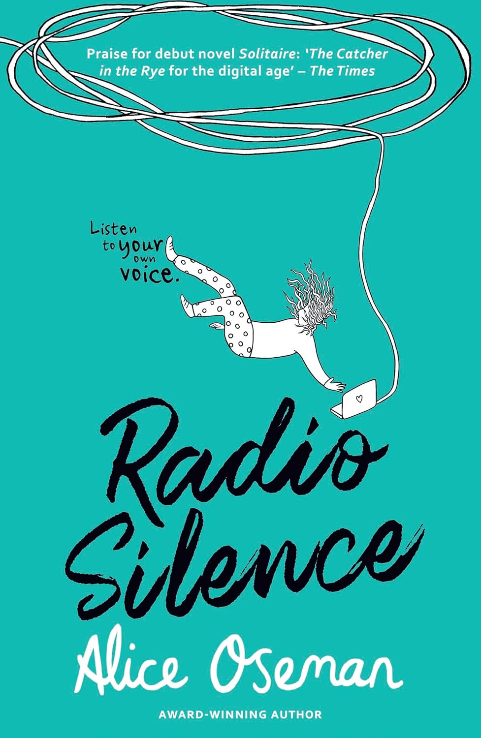 Book cover of 'Radio Silence' by Alice Oseman with a teal background and illustration of a person floating. For online book buying across Bangladesh, Bookish Wonderland lets readers get books for everyday reading with urgent delivery options in Dhaka and attention to high-quality stitched and glue binding.