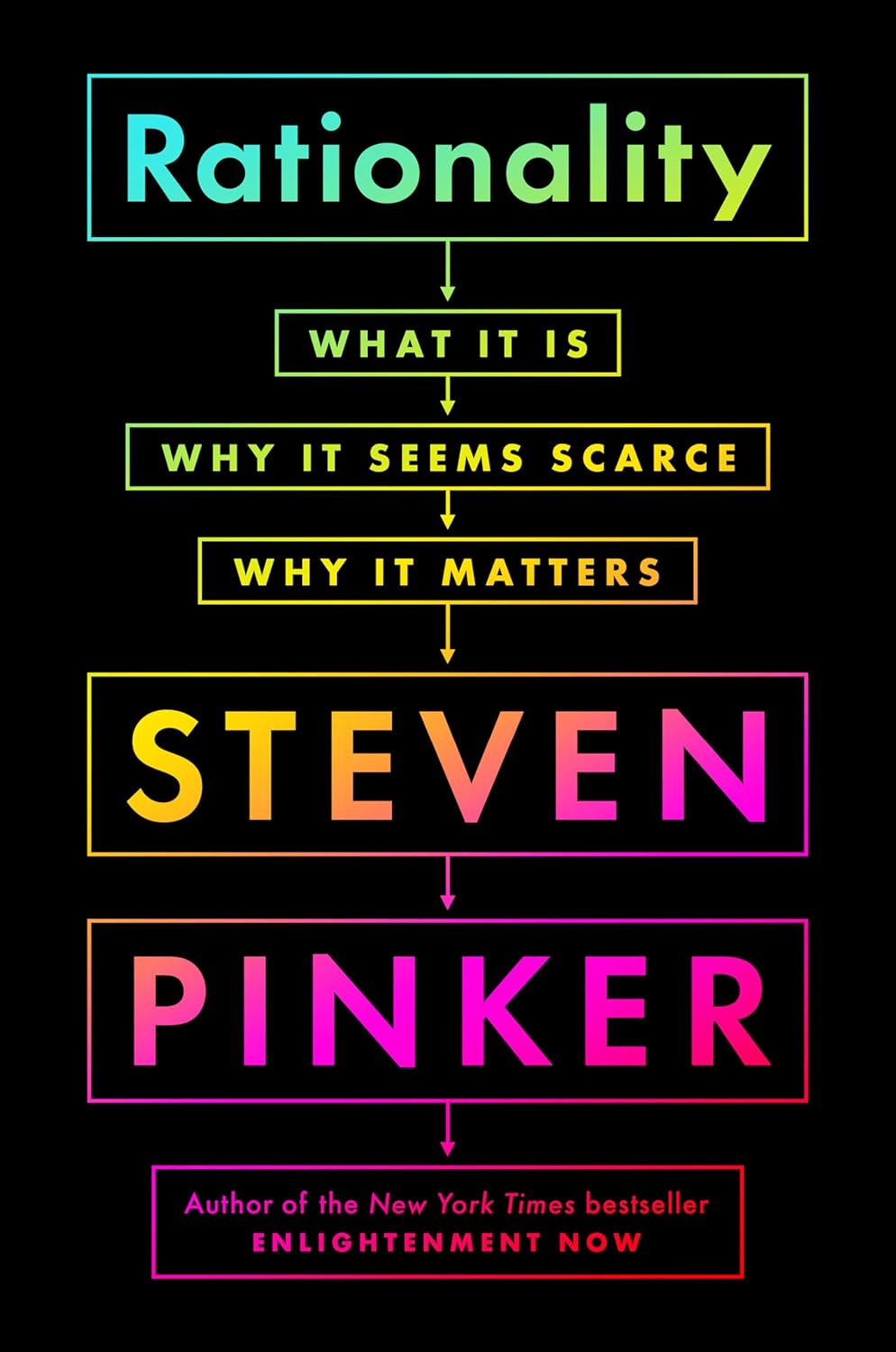Book cover of 'Rationality' by Steven Pinker with colorful text on a black background. Online shoppers across Bangladesh can discover durable printed books at Bookish Wonderland with nationwide delivery and editions featuring premium eye-soothing cream paper.