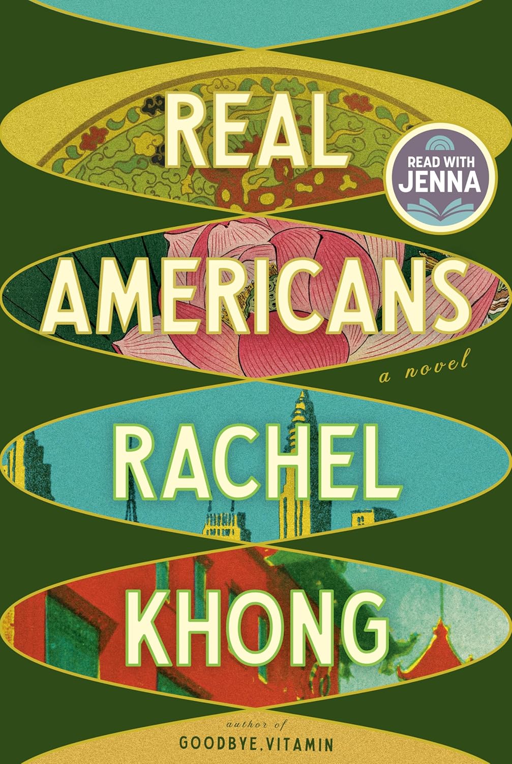 Book cover of 'Real Americans' by Rachel Khong with colorful design elements. For online book buying throughout Bangladesh, Bookish Wonderland lets readers order English books with delivery inside and outside Dhaka and attention to comfortable cream paper and clear printing.
