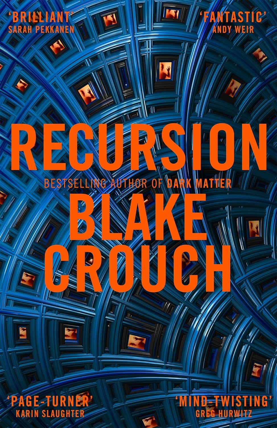 Book cover of 'Recursion' by Blake Crouch with blue geometric design and orange text. For customers across Bangladesh, Bookish Wonderland makes it easier to find quality English books through fast delivery options in Dhaka and crystal-clear print.