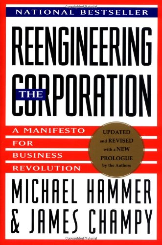 Book cover of 'Reengineering the Corporation' by Michael Hammer and James Champy with a red border. Customers seeking quality English books across Bangladesh can find them through Bookish Wonderland, supported by nationwide delivery and premium eye-soothing cream paper.