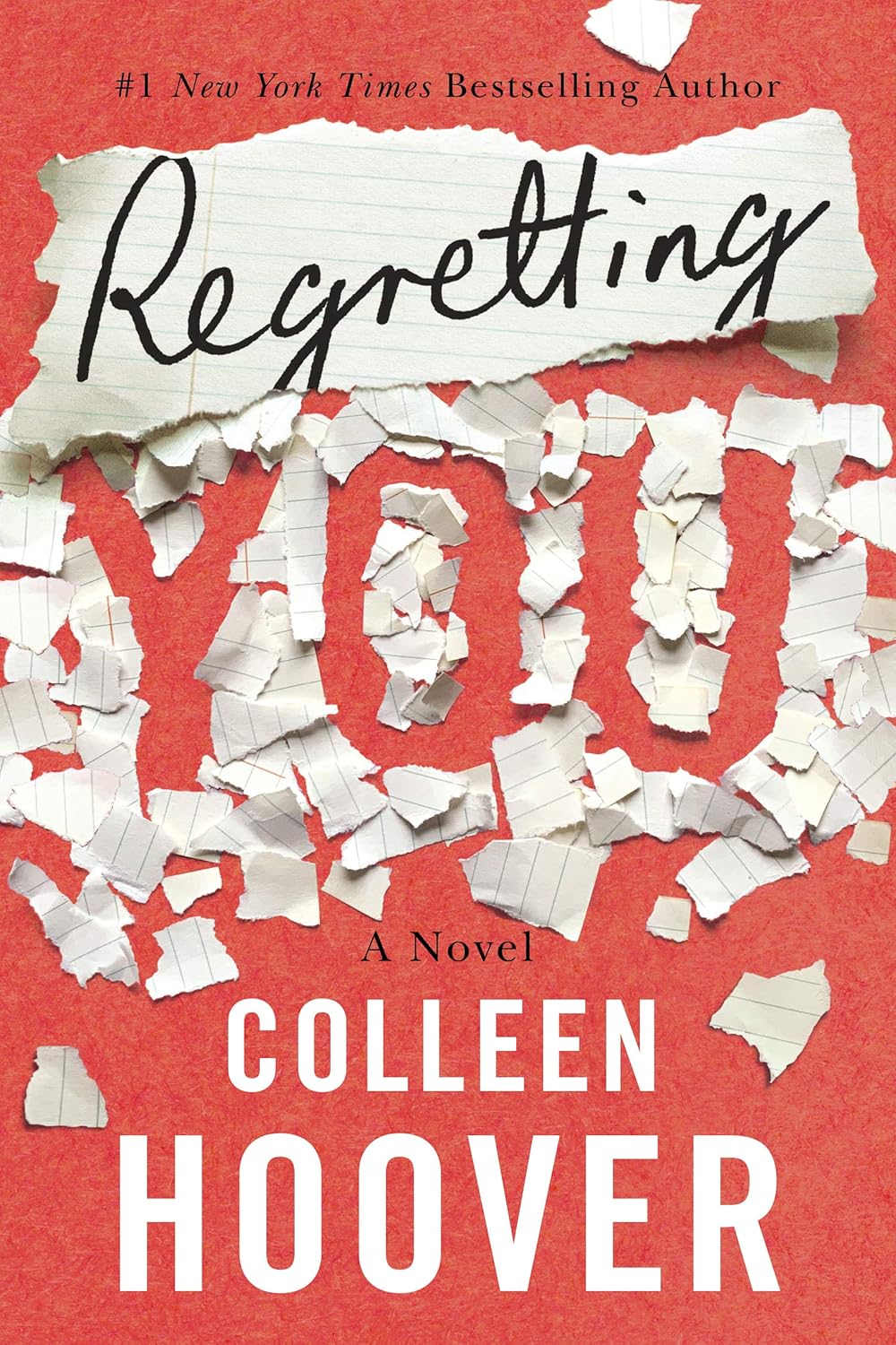 Book cover of 'Regretting You' by Colleen Hoover with torn paper effect on a red background. Customers seeking printed English books throughout Bangladesh can find them through Bookish Wonderland, supported by online ordering with home delivery and reader-friendly cream paper.