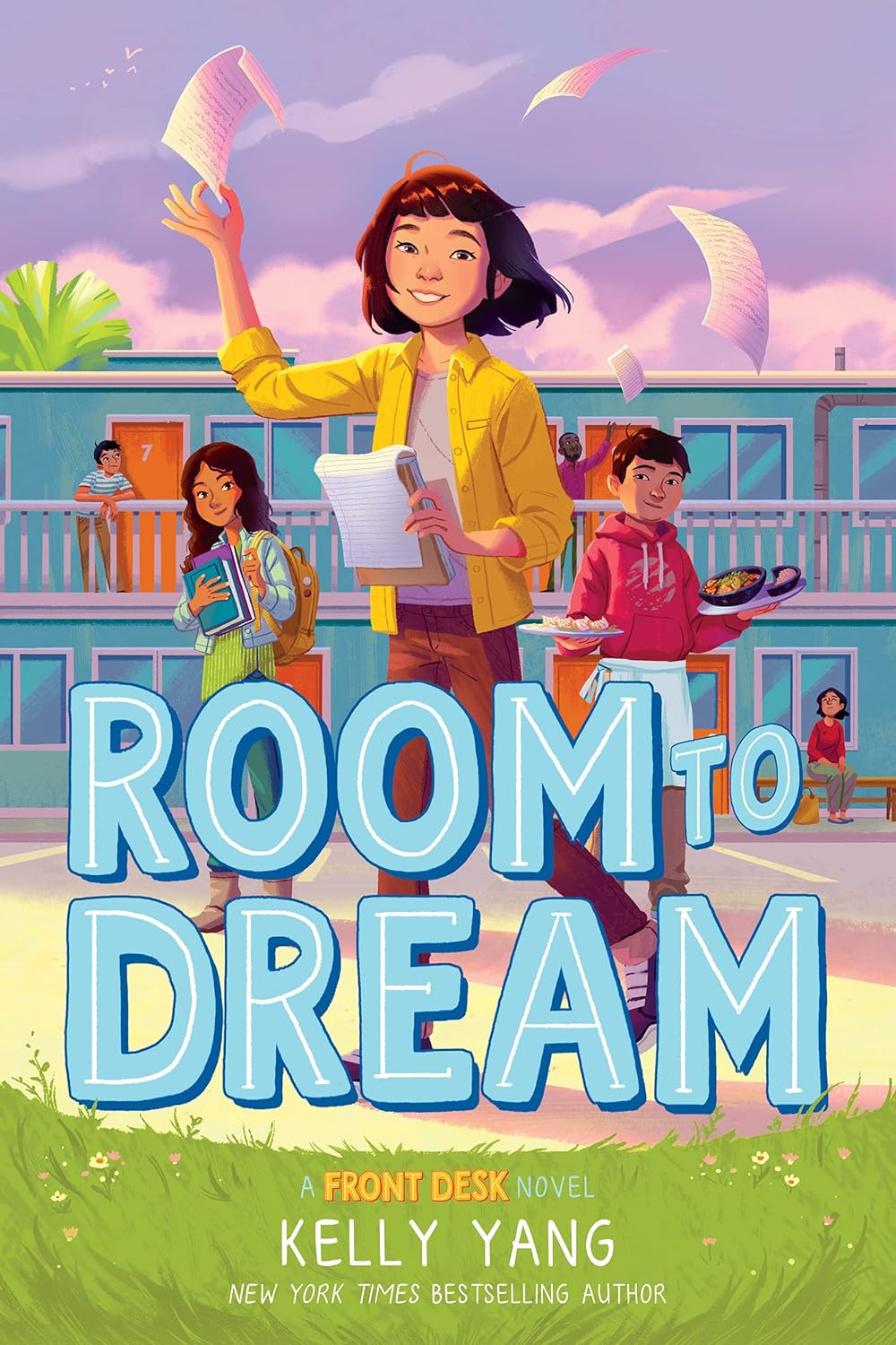 Book cover of 'Room to Dream' with a girl in a yellow jacket holding a paper airplane, surrounded by children in an outdoor setting. Get best quality books in Bangladesh.