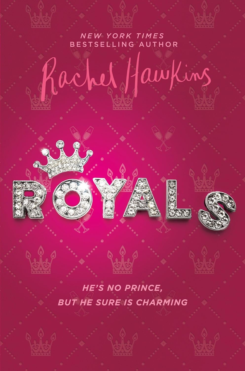 Book cover of 'Royals' by Rachel Hawkins with a pink background and crown pattern. Customers seeking durable printed books across Bangladesh can get them through Bookish Wonderland, supported by fast delivery options in Dhaka and crystal-clear print.
