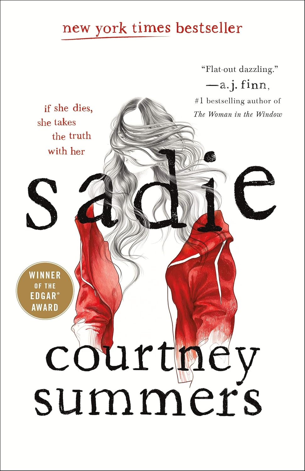 Book cover of 'Sadie' by Courtney Summers with a stylized illustration of a person in red shoes and gray hair. Bookish Wonderland supports book lovers throughout Bangladesh who want to buy English books, offering urgent delivery options in Dhaka plus high-quality stitched and glue binding.