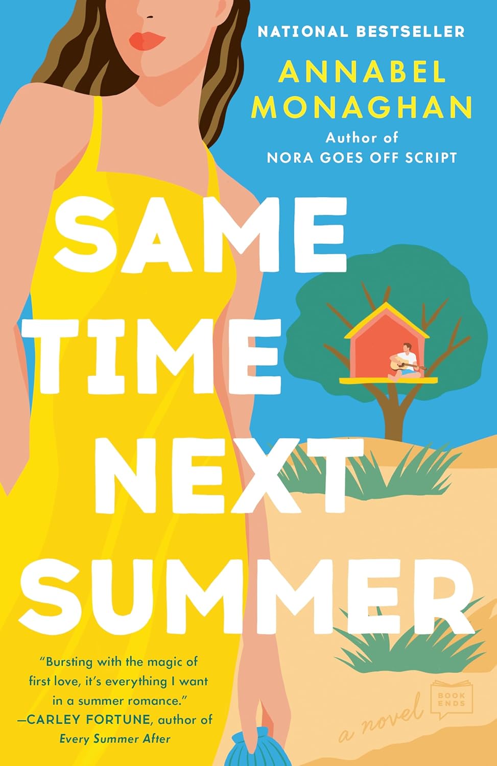 Book cover of 'Same Time Next Summer' by Annabel Monaghan with a woman in a yellow dress against a blue sky. Bookish Wonderland supports book lovers across Bangladesh who want to purchase books for study and leisure, offering online ordering with home delivery plus reader-friendly cream paper.