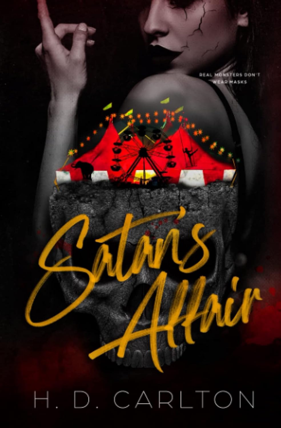 Satan's Affair by H. D. Carlton book cover with a dark black and red aesthetic, featuring the title in bold golden lettering and the author's name at the bottom. Bookish Wonderland supports book lovers across Bangladesh who want to get printed English books, offering Cash on Delivery across Bangladesh plus durable stitched-and-glue binding.