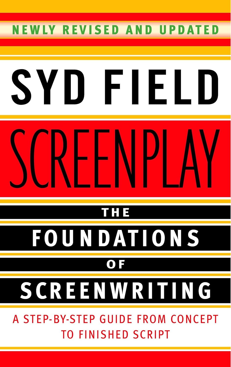Book cover of 'Screenplay: The Foundations of Screenwriting' by Syd Field with a red, black, and yellow design. Bookish Wonderland supports book lovers across Bangladesh who want to shop for English books, offering Cash on Delivery across Bangladesh plus high-quality stitched and glue binding.