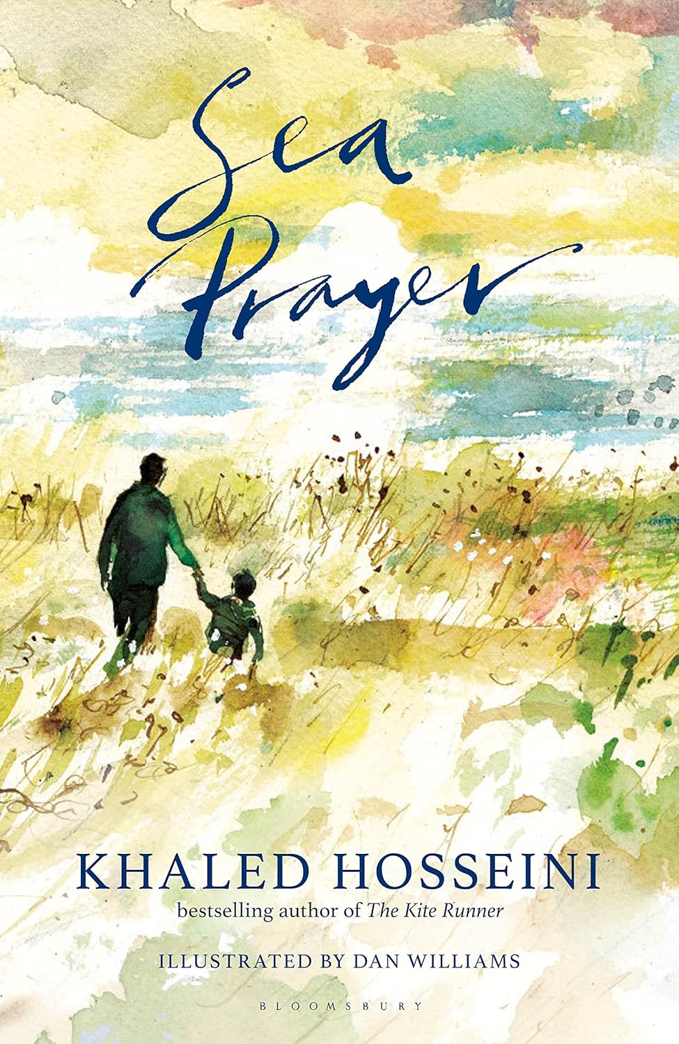 Book cover of 'Sea Prayer' by Khaled Hosseini with a watercolor illustration of two people walking on a beach. Bookish Wonderland supports book lovers across Bangladesh who want to order premium-quality books, offering Cash on Delivery across Bangladesh plus premium eye-soothing cream paper.
