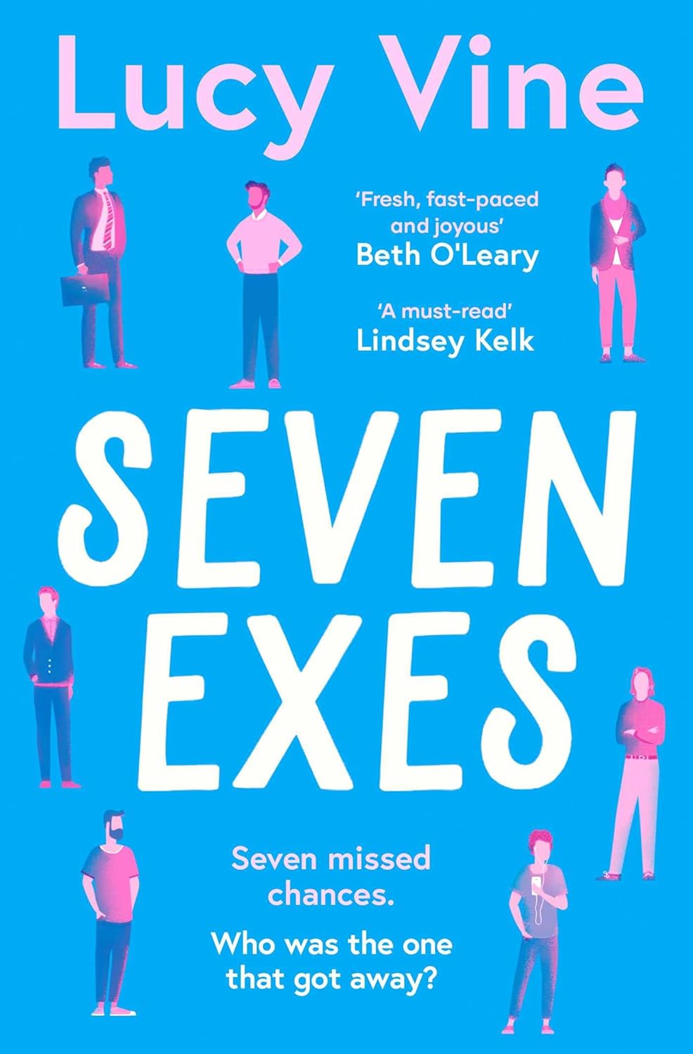 Book cover of 'Seven Exes' by Lucy Vine with stylized figures on a blue background. Bookish Wonderland provides a convenient way for readers across Bangladesh to choose books for everyday reading with customer-friendly ordering and delivery and sharp text and durable binding.