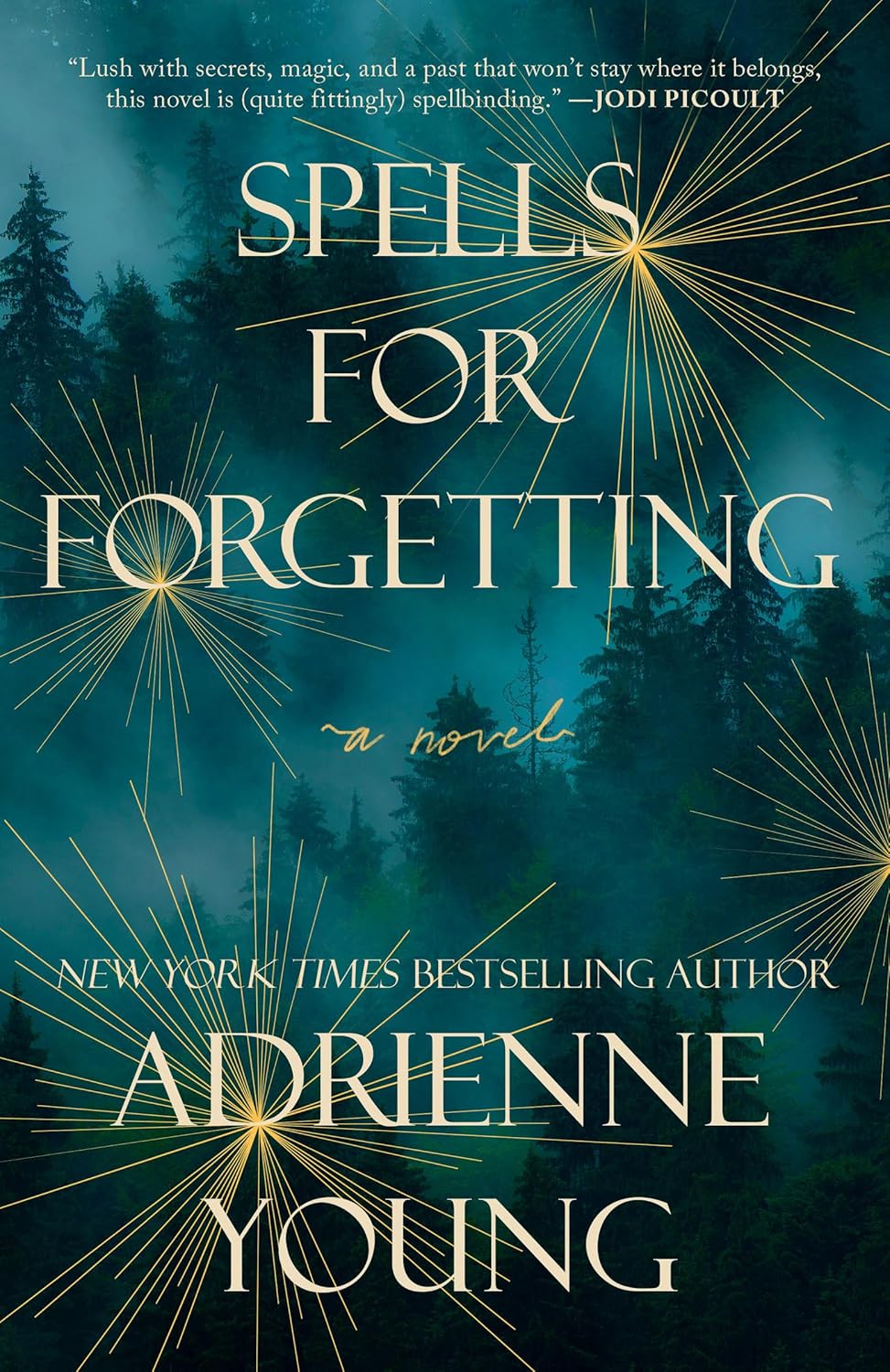 Book cover of 'Spells for Forgetting' by Adrienne Young with a mystical forest design. Online shoppers throughout Bangladesh can buy books for everyday reading at Bookish Wonderland with delivery inside and outside Dhaka and editions featuring durable stitched-and-glue binding.