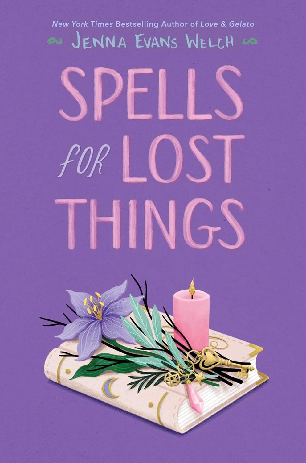 Book cover of 'Spells for Lost Things' with a purple background, pink candle, and floral elements. Online shoppers throughout Bangladesh can buy books for everyday reading at Bookish Wonderland with customer-friendly ordering and delivery and editions featuring clear print with strong binding.