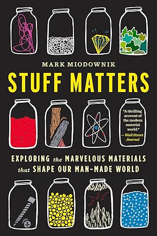 Book cover of 'Stuff Matters' by Mark Miodownik with illustrations of materials in jars.Bookish Wonderland supports book lovers across Bangladesh who want to shop for premium-quality books, offering Cash on Delivery across Bangladesh plus comfortable cream paper and clear printing.