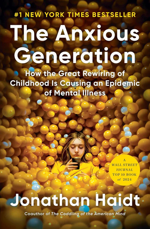 Book cover of 'The Anxious Generation' by Jonathan Haidt with a person in a ball pit. Bookish Wonderland serves readers throughout Bangladesh with quality English books, making it simple to choose online through convenient delivery across Bangladesh and durable stitched-and-glue binding.