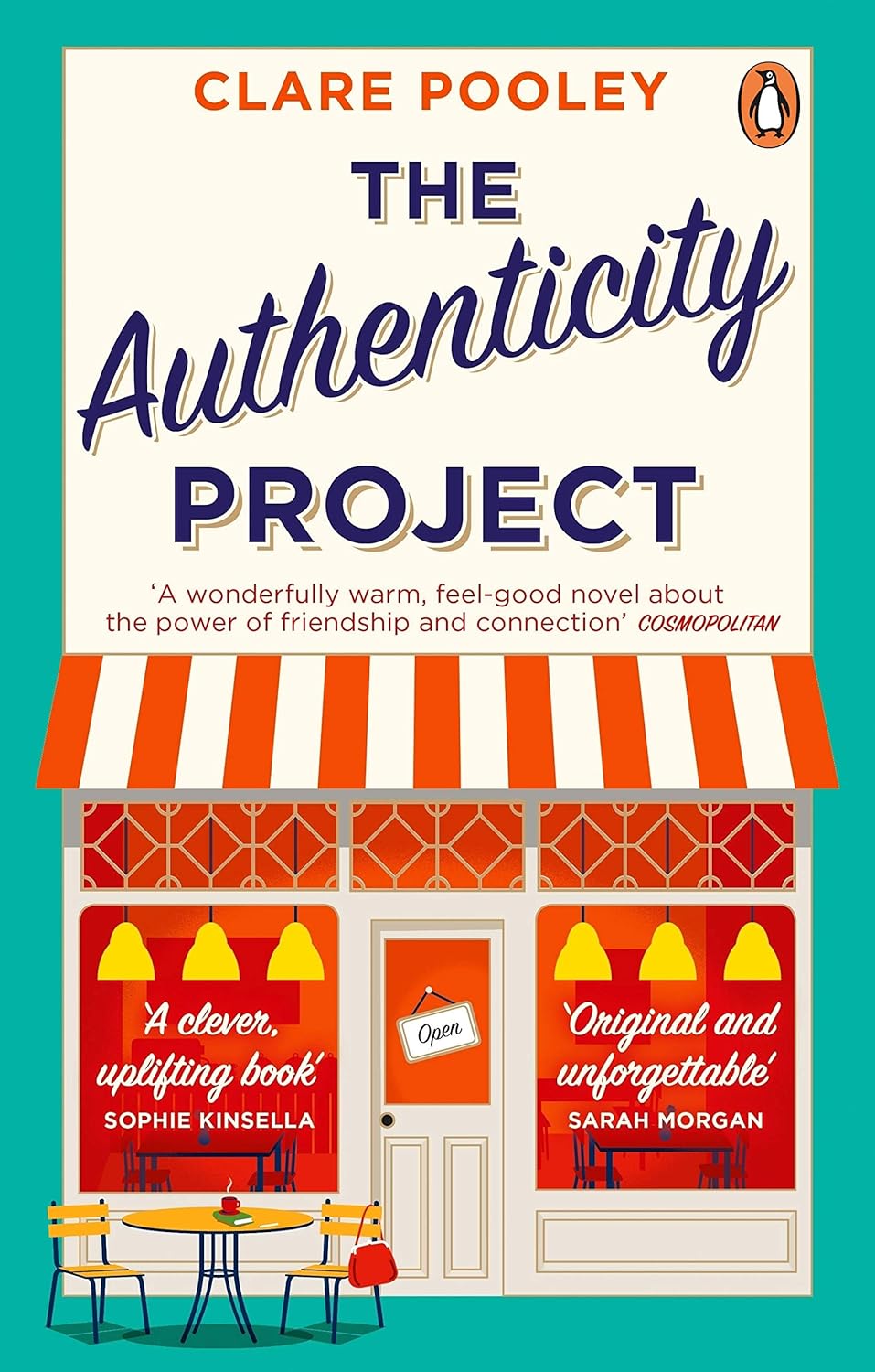 Book cover of 'The Authenticity Project' by Clare Pooley with a cafe illustration. Book buyers throughout Bangladesh can choose English books from Bookish Wonderland, combining urgent delivery options in Dhaka with crystal-clear print.