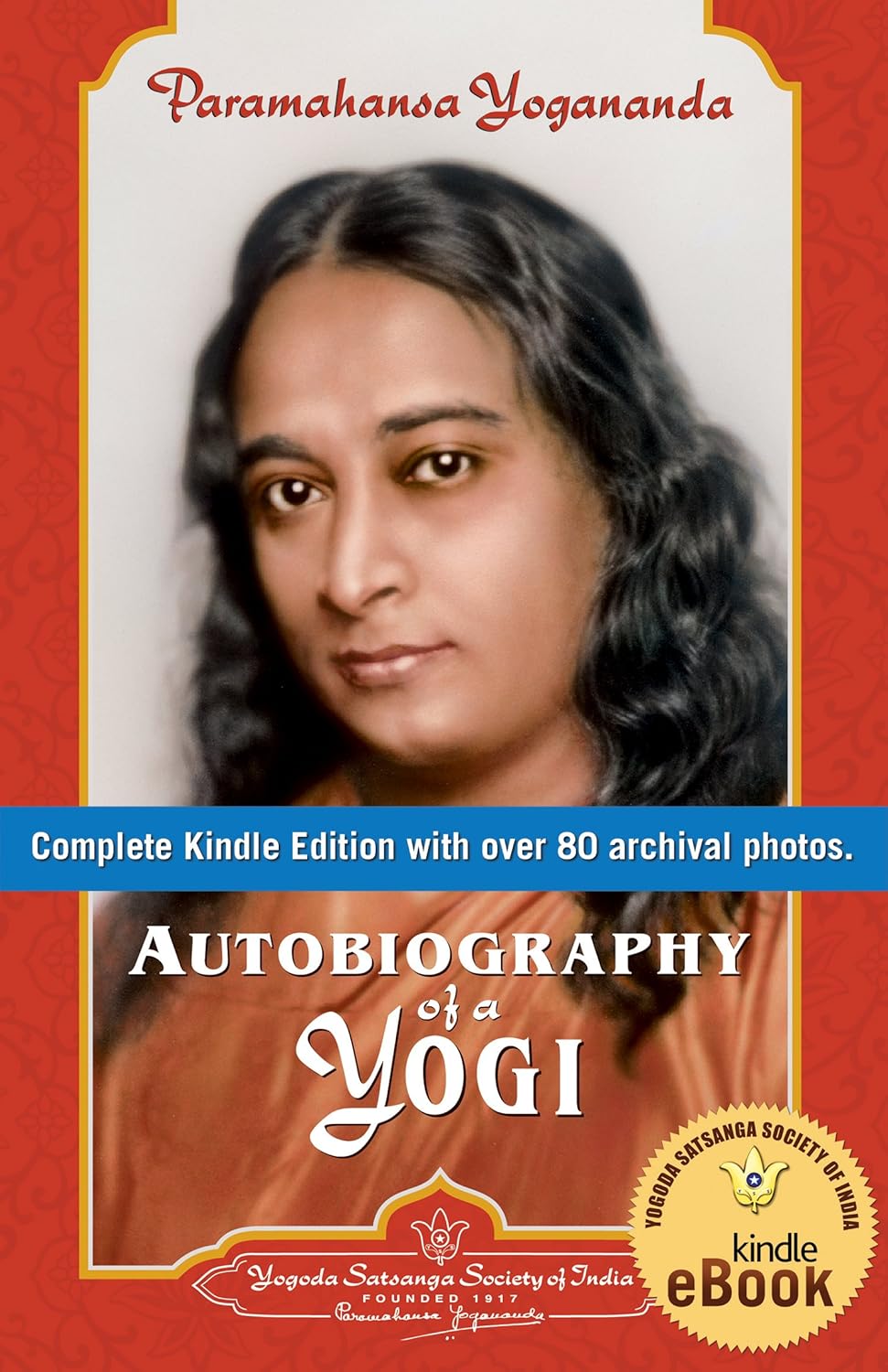 Book cover of 'Autobiography of a Yogi' by Paramahansa Yogananda with a red background and portrait of the author. Book buyers throughout Bangladesh can buy printed English books from Bookish Wonderland, combining urgent delivery options in Dhaka with sharp text and durable binding.