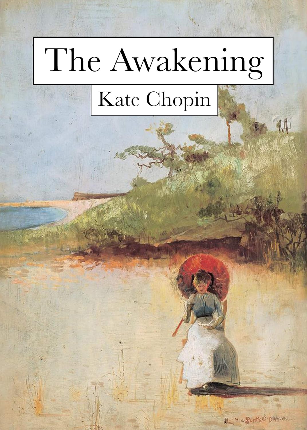 Book cover of 'The Awakening' by Kate Chopin with a painting of a woman holding a red umbrella. Book buyers across Bangladesh can get books for everyday reading from Bookish Wonderland, combining convenient delivery across Bangladesh with clear print with strong binding.