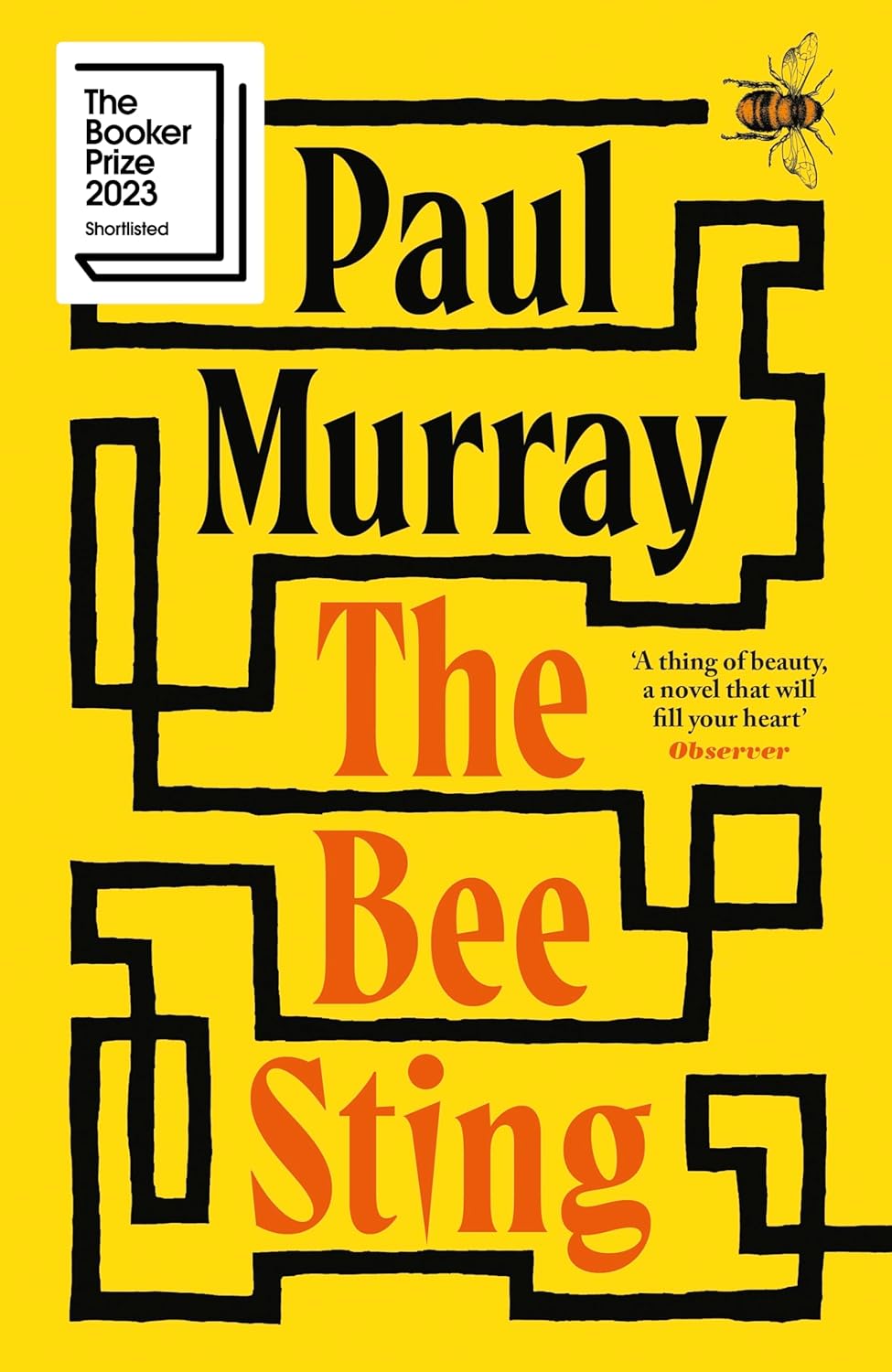 Book cover of 'The Bee Sting' by Paul Murray with a yellow background and black text. Bookish Wonderland serves readers throughout Bangladesh with printed English books, making it simple to order online through convenient delivery across Bangladesh and high-quality stitched and glue binding.