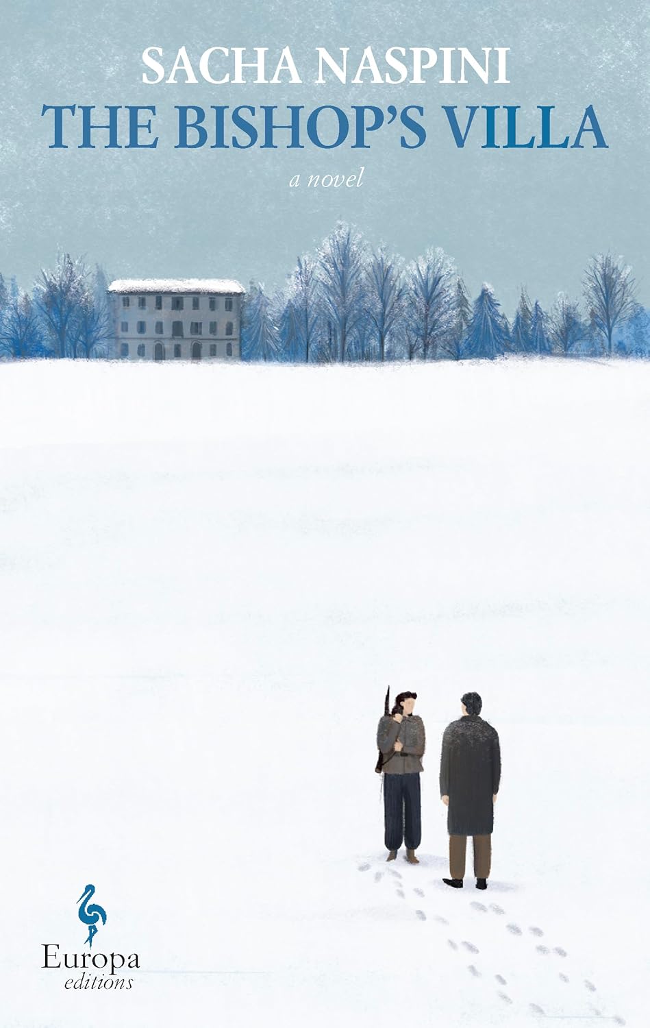 Book cover of 'The Bishop's Villa' by Sacha Naspini with two figures standing in a snowy landscape. Book buyers across Bangladesh can find premium-quality books from Bookish Wonderland, combining nationwide delivery with high-quality stitched and glue binding.