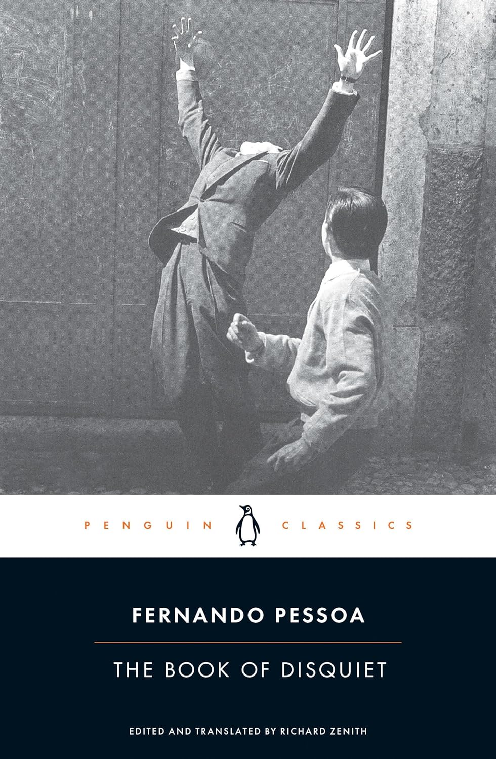 Book cover of 'The Book of Disquiet' by Fernando Pessoa with a black and white photograph of two men on the cover. Readers across Bangladesh can order durable printed books from Bookish Wonderland with nationwide delivery, while enjoying comfortable cream paper and clear printing.