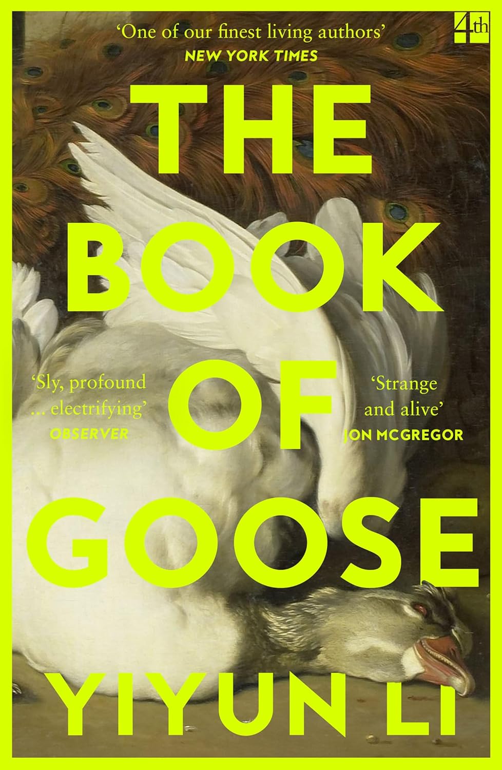Book cover of 'The Book of Goose' by Yiyun Li with a goose illustration and glowing yellow text on a dark background. Readers across Bangladesh can find reader-friendly printed books from Bookish Wonderland with delivery inside and outside Dhaka, while enjoying high-quality stitched and glue binding.