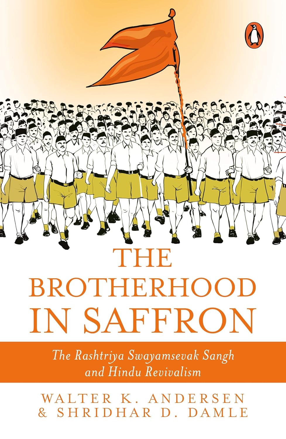 Book cover of 'The Brotherhood in Saffron' with a group of people holding a flag. Customers seeking premium-quality books throughout Bangladesh can shop for them through Bookish Wonderland, supported by convenient delivery across Bangladesh and sharp text and durable binding.