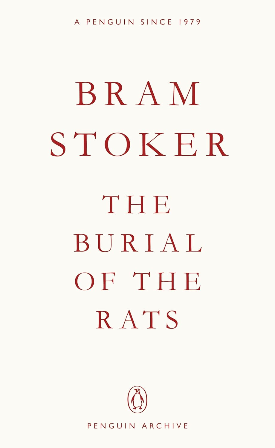 Book cover of 'The Burial of the Rats' by Bram Stoker with red text on a white background.