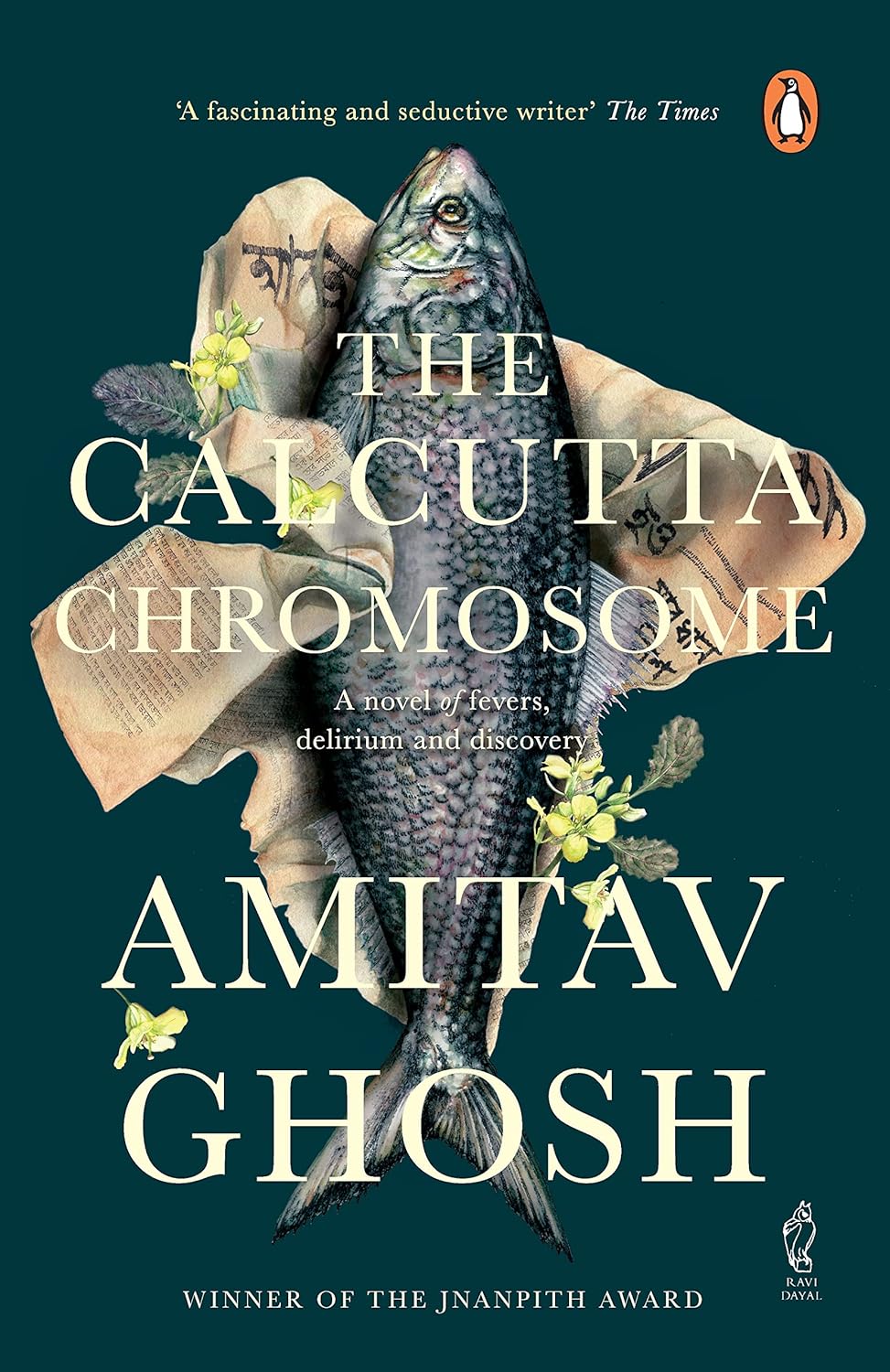Book cover of 'The Calcutta Chromosome' by Amitav Ghosh with a fish and leaves design.Bookish Wonderland serves readers throughout Bangladesh with books for study and leisure, making it simple to order online through fast delivery options in Dhaka and sharp text and durable binding.