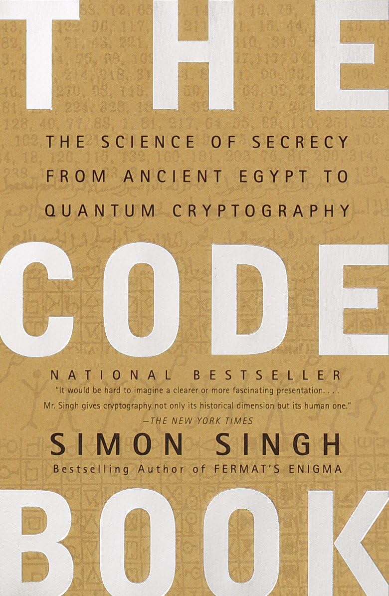 Book cover of 'The Code Book' by Simon Singh with a beige background and white text. Customers seeking quality English books across Bangladesh can get them through Bookish Wonderland, supported by Cash on Delivery across Bangladesh and durable stitched-and-glue binding.