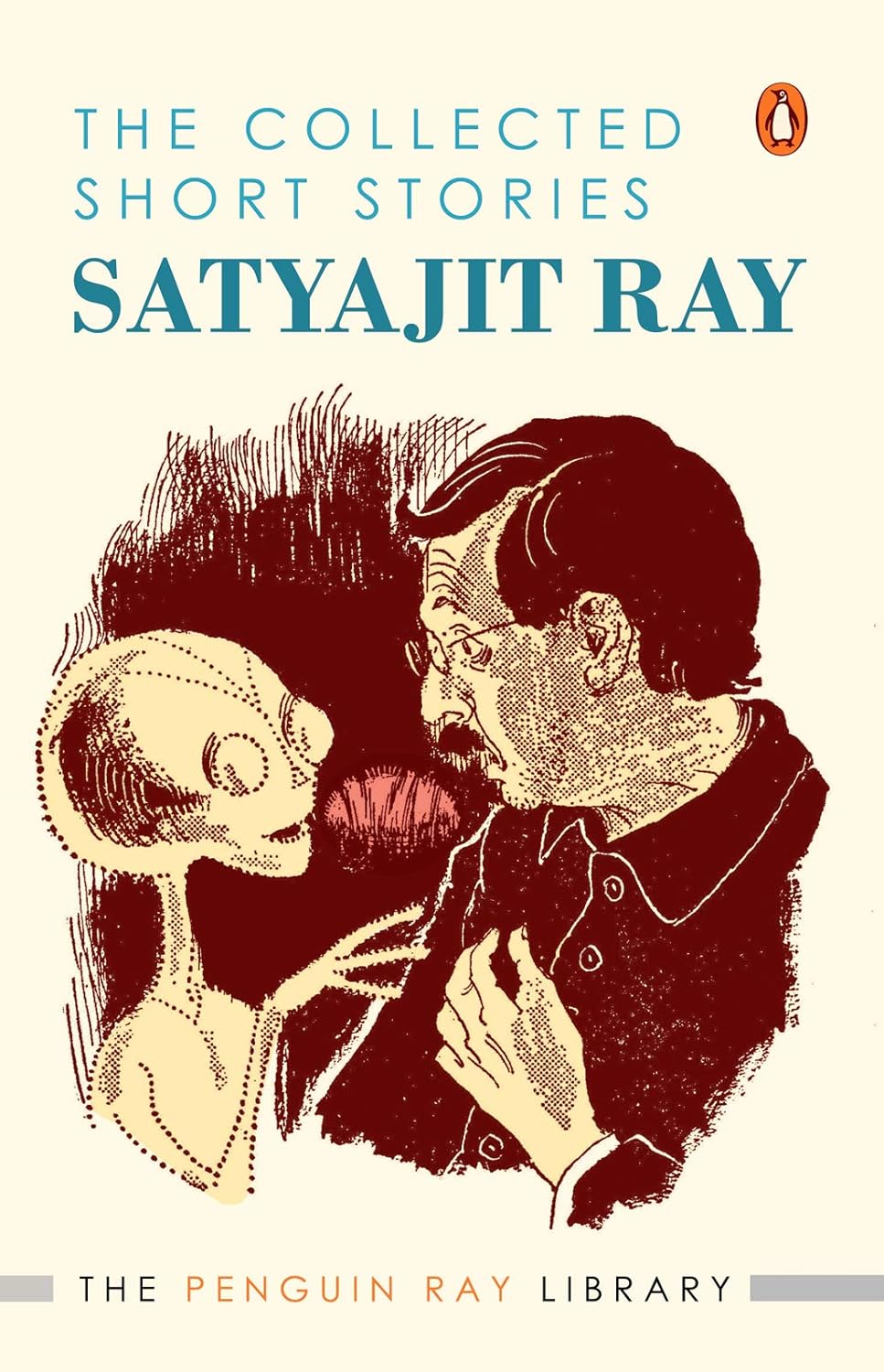Book cover of 'The Collected Short Stories' by Satyajit Ray with a stylized illustration of a man and a skeleton.Bookish Wonderland serves readers throughout Bangladesh with reader-friendly printed books, making it simple to buy online through convenient delivery across Bangladesh and sharp text and durable binding.