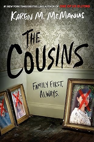 Book cover of 'The Cousins' by Karen M. McManus with framed pictures on a wall. Online shoppers across Bangladesh can shop for books for study and leisure at Bookish Wonderland with customer-friendly ordering and delivery and editions featuring sharp text and durable binding.