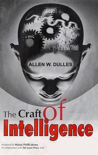Book cover of 'The Craft of Intelligence' by Allen W. Dulles with a stylized face and gears design. Online shoppers across Bangladesh can purchase printed English books at Bookish Wonderland with nationwide delivery and editions featuring high-quality stitched and glue binding.