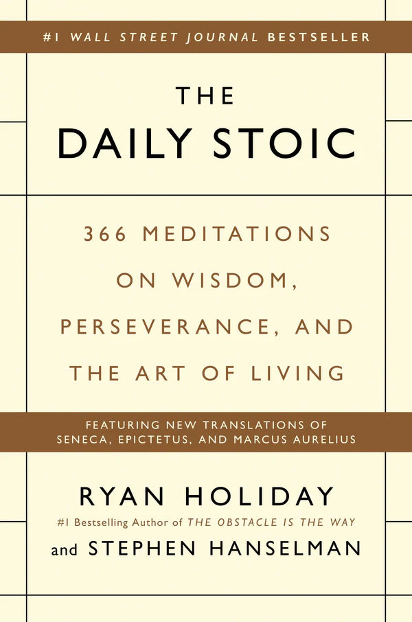 Book cover of 'The Daily Stoic' by Ryan Holiday and Stephen Hanselman on a beige background. Bookish Wonderland supports book lovers across Bangladesh who want to shop for quality English books, offering customer-friendly ordering and delivery plus crystal-clear print.