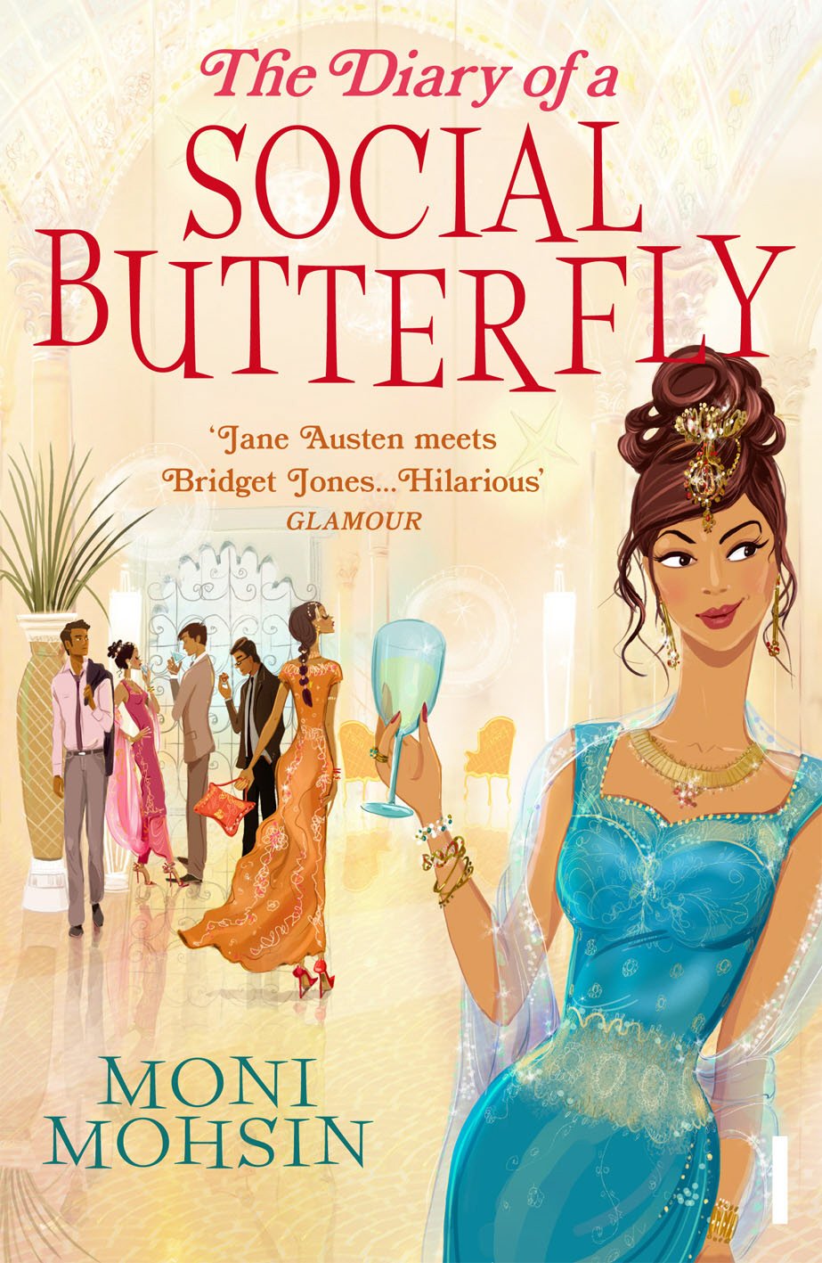 Book cover of 'The Diary of a Social Butterfly' with a woman in a blue dress holding a glass, and a background of people socializing.Customers seeking English books across Bangladesh can shop for them through Bookish Wonderland, supported by Cash on Delivery across Bangladesh and reader-friendly cream paper.Customers seeking English books across Bangladesh can shop for them through Bookish Wonderland, supported by customer-friendly ordering and delivery and clear print with strong binding.