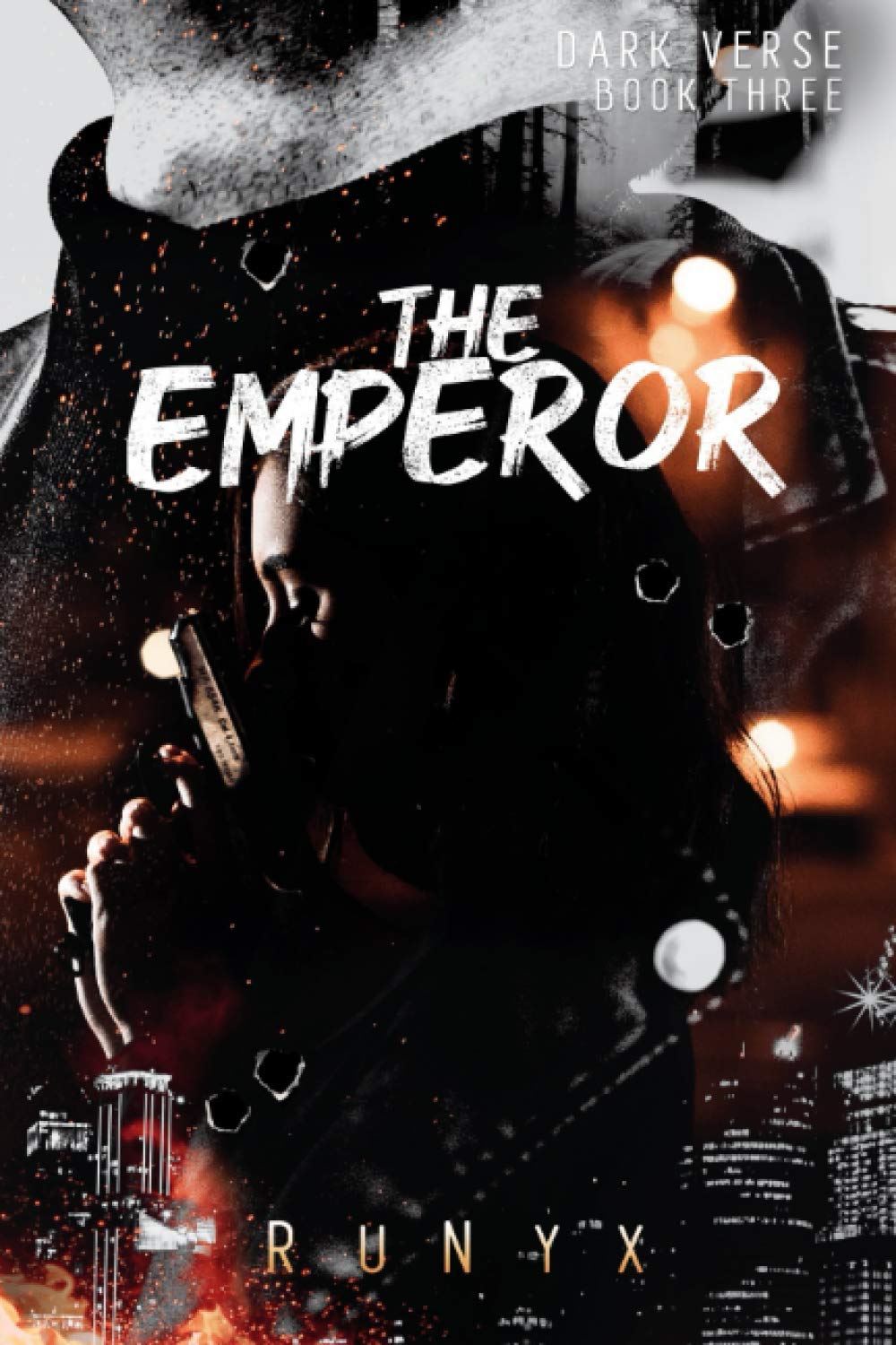 Book cover of 'The Emperor' by Runy X with a dark theme and cityscape background. Bookish Wonderland provides a convenient way for readers across Bangladesh to shop for quality English books with delivery inside and outside Dhaka and sharp text and durable binding.