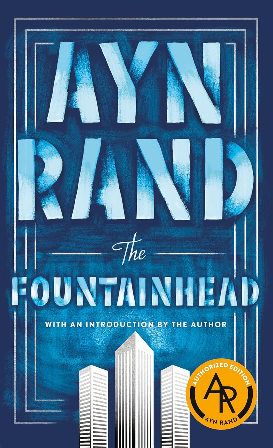 Book cover of 'The Fountainhead' by Ayn Rand with a blue background and cityscape.Customers seeking printed English books throughout Bangladesh can order them through Bookish Wonderland, supported by online ordering with home delivery and crystal-clear print.
