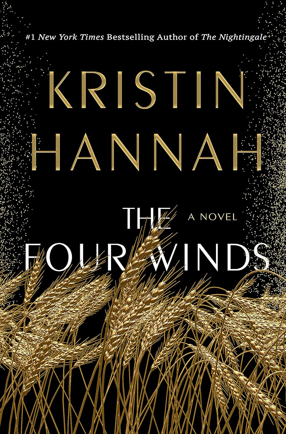 Book cover of 'The Four Winds' by Kristin Hannah with wheat design on a black background.Customers seeking printed English books throughout Bangladesh can find them through Bookish Wonderland, supported by online ordering with home delivery and reader-friendly cream paper.
