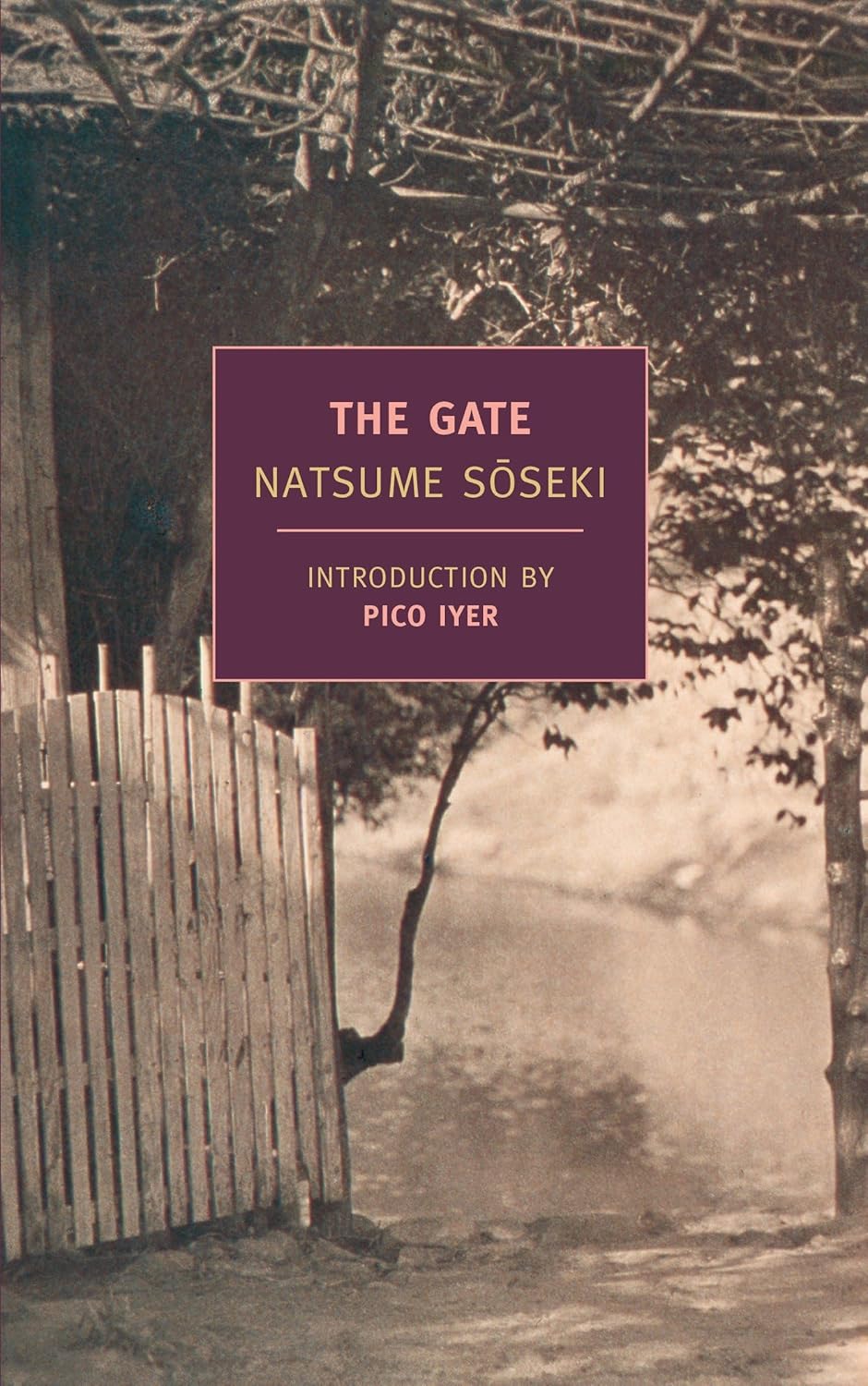 Book cover of 'The Gate' by Natsume Soseki with a purple banner and tree and fence background.Customers seeking durable printed books across Bangladesh can get them through Bookish Wonderland, supported by fast delivery options in Dhaka and crystal-clear print.