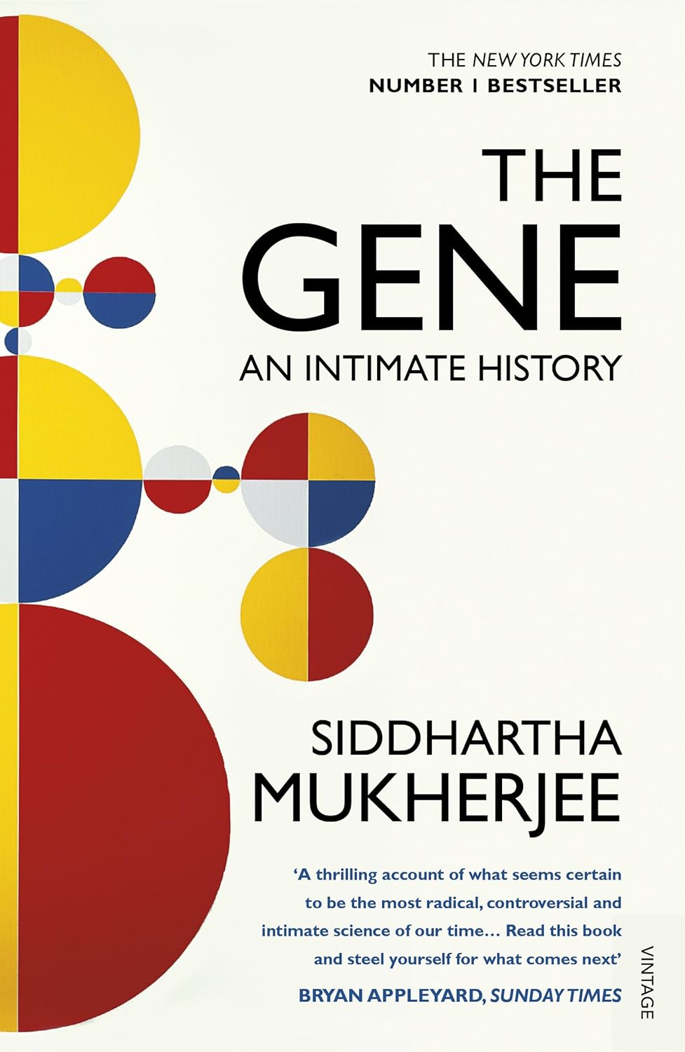 Book cover of 'The Gene: An Intimate History' by Siddhartha Mukherjee with colorful geometric design.Customers seeking books for study and leisure across Bangladesh can get them through Bookish Wonderland, supported by nationwide delivery and reader-friendly cream paper.